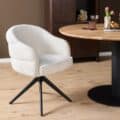 Starfurn Draaibare eetkamerstoel Bella Off White Poot Zwart