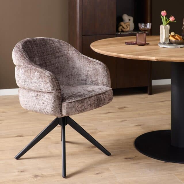 Starfurn Draaibare eetkamerstoel Bella Clay Poot Zwart