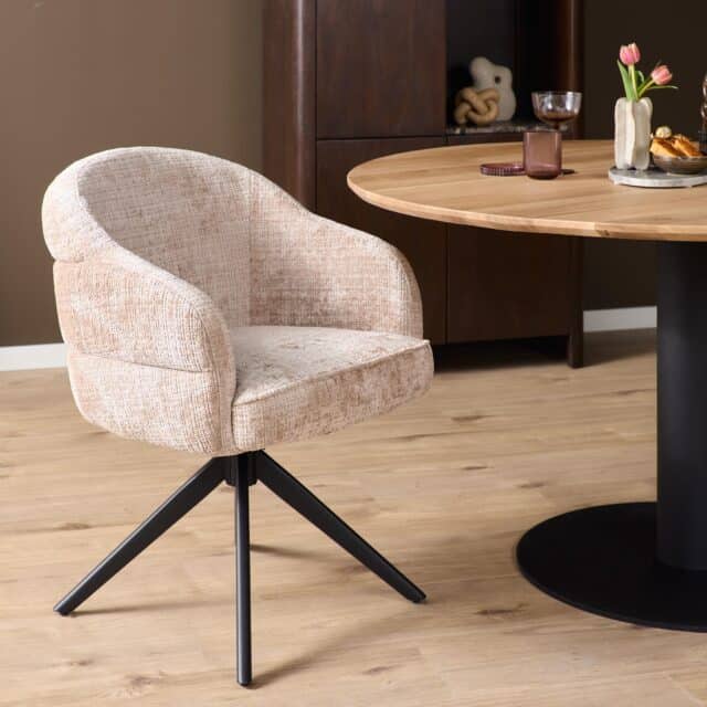 Starfurn Draaibare eetkamerstoel Bella Beige Poot Zwart
