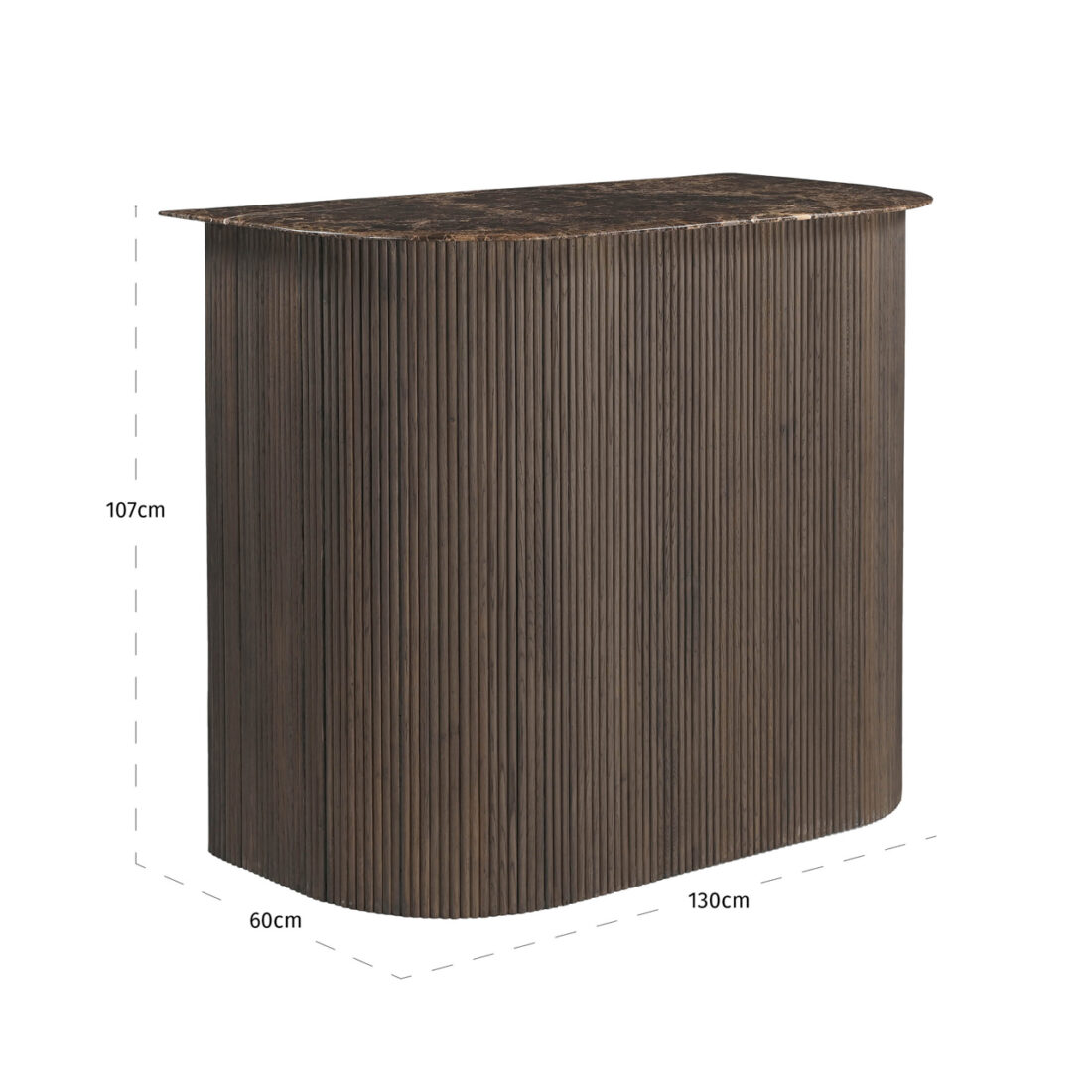 afmetingen Richmond Interiors bar Castello 130x60x107 cm marmer