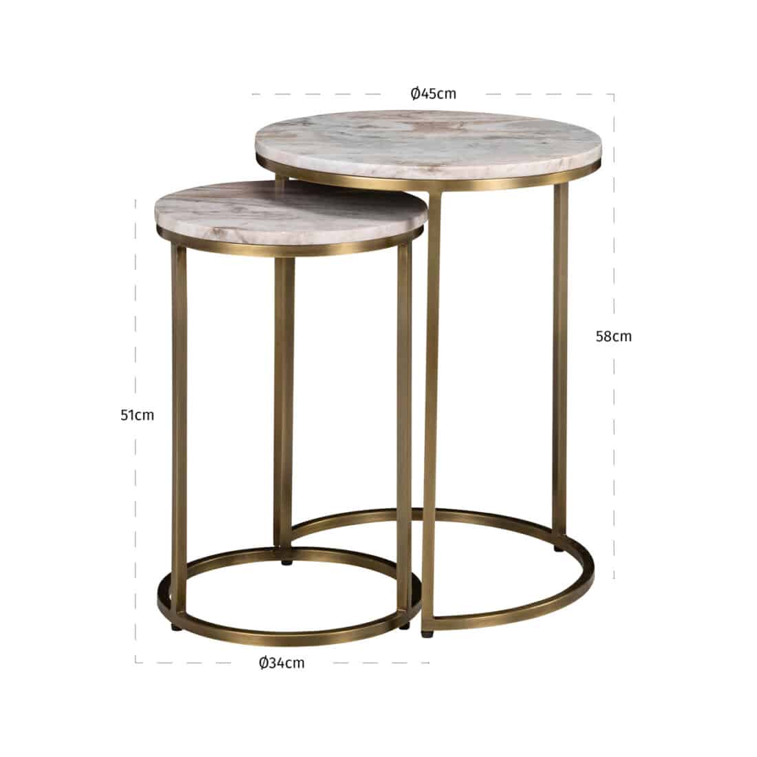 afmetingen Richmond Interiors bijzettafel Bottega set van 2 marmer afmetingen Richmond Interiors bijzettafel Bottega set van 2 marmer