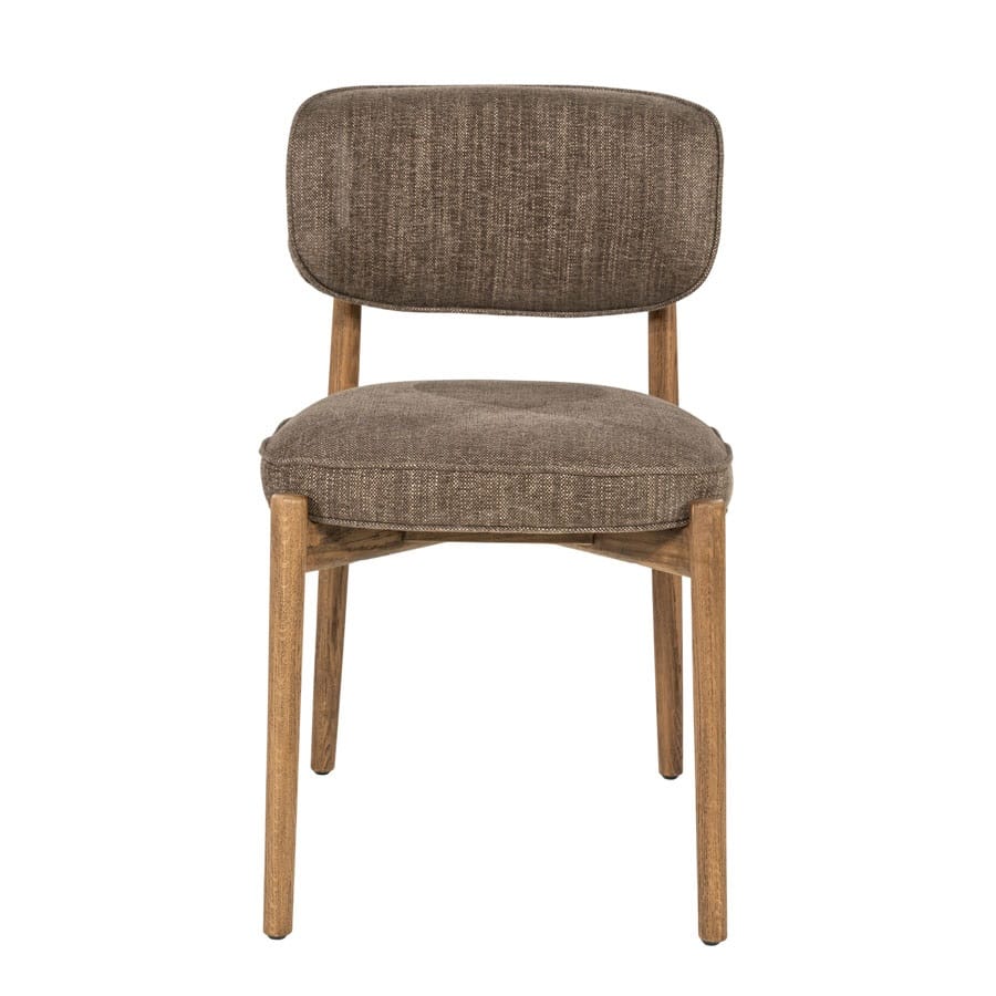 voorkant Eleonora eetkamerstoel Rune bruin onderstel bruin