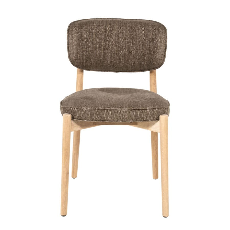 voorkant Eleonora eetkamerstoel Rune bruin onderstel naturel