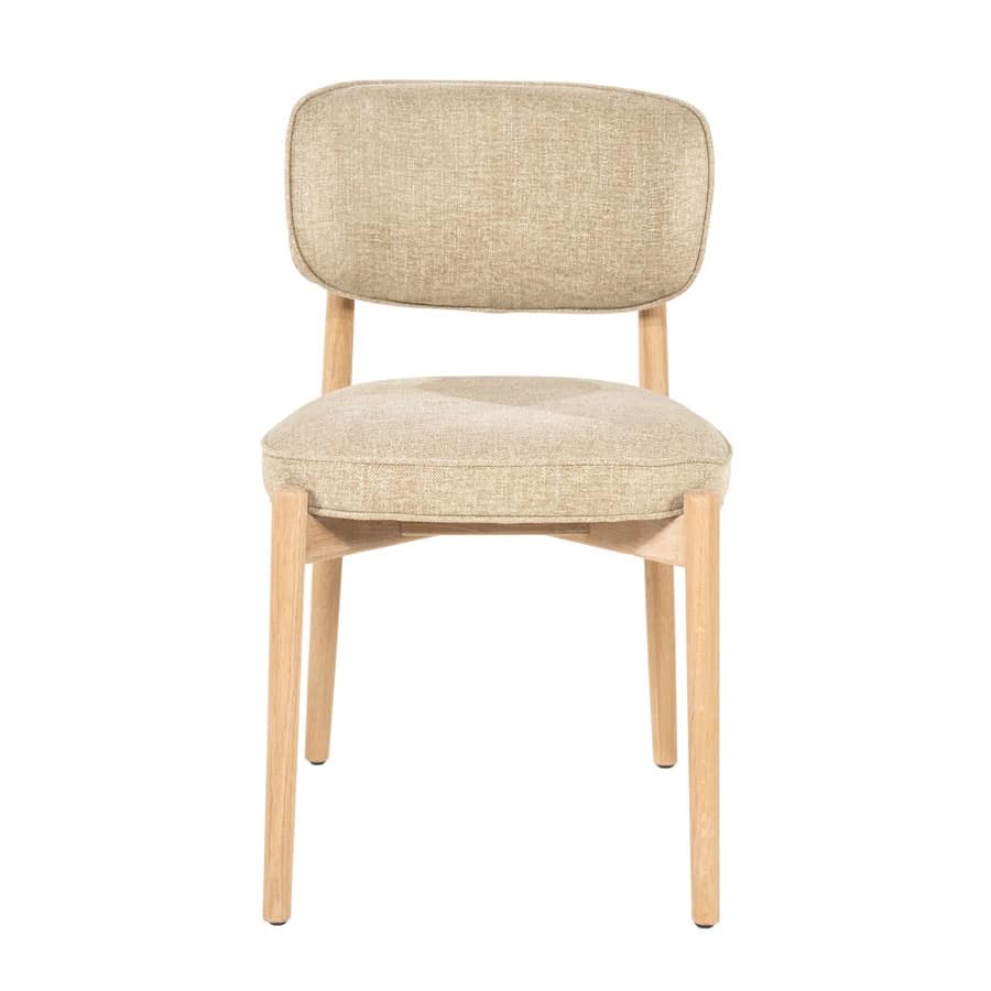 voorkant Eleonora eetkamerstoel Rune taupe onderstel naturel