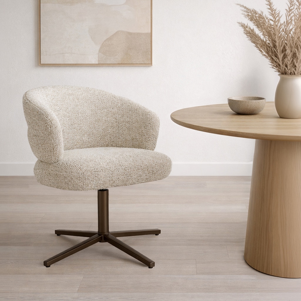 Livingfurn eetkamerstoel Blake draaibaar beige