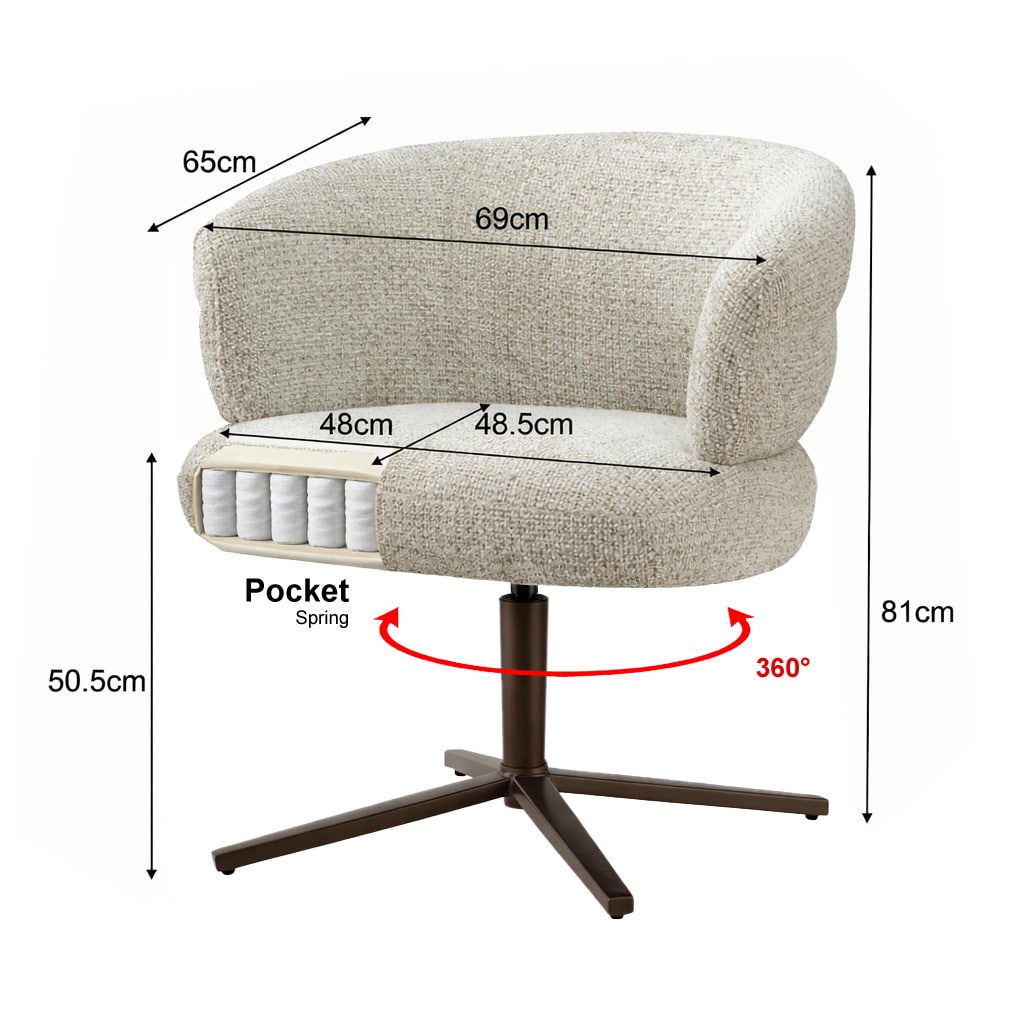 Livingfurn eetkamerstoel Blake draaibaar beige