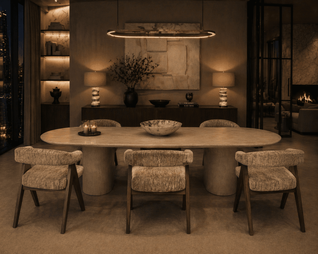 Richmond Interiors eetkamerstoel Mori met arm mocca linear