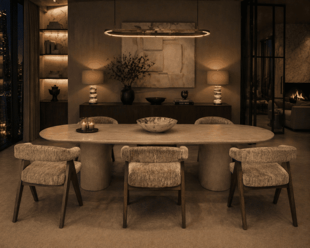 Richmond Interiors eetkamerstoel Mori met arm mocca linear