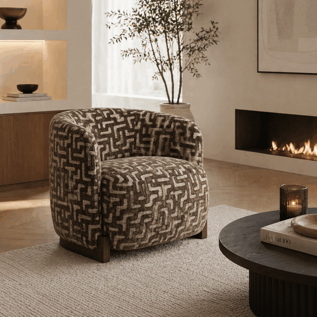Richmond Interiors fauteuil Hannah met arm brown labyrinth