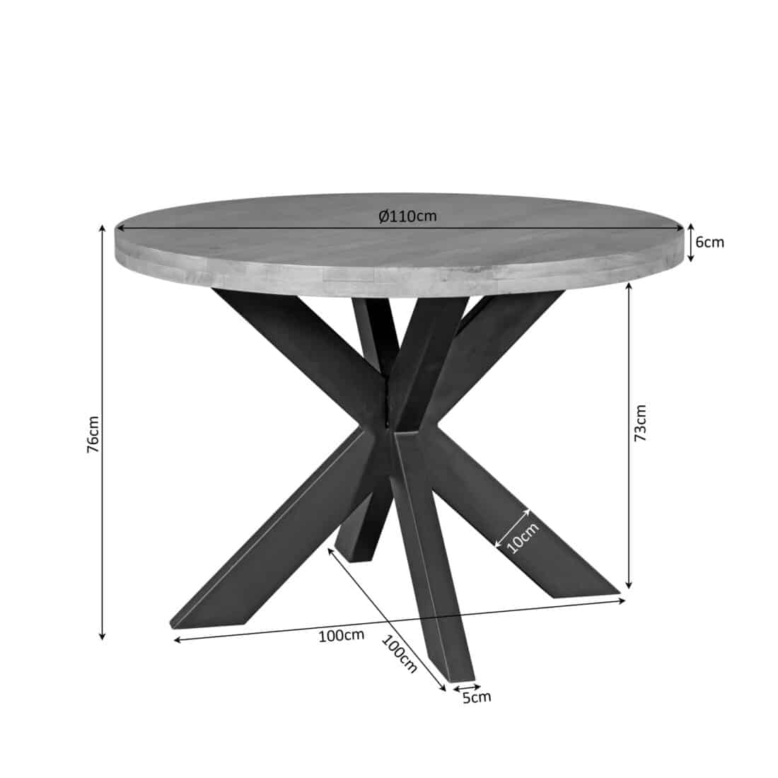 Starfurn Ronde Eettafel Dakota Naturel Mangohout 110 Cm