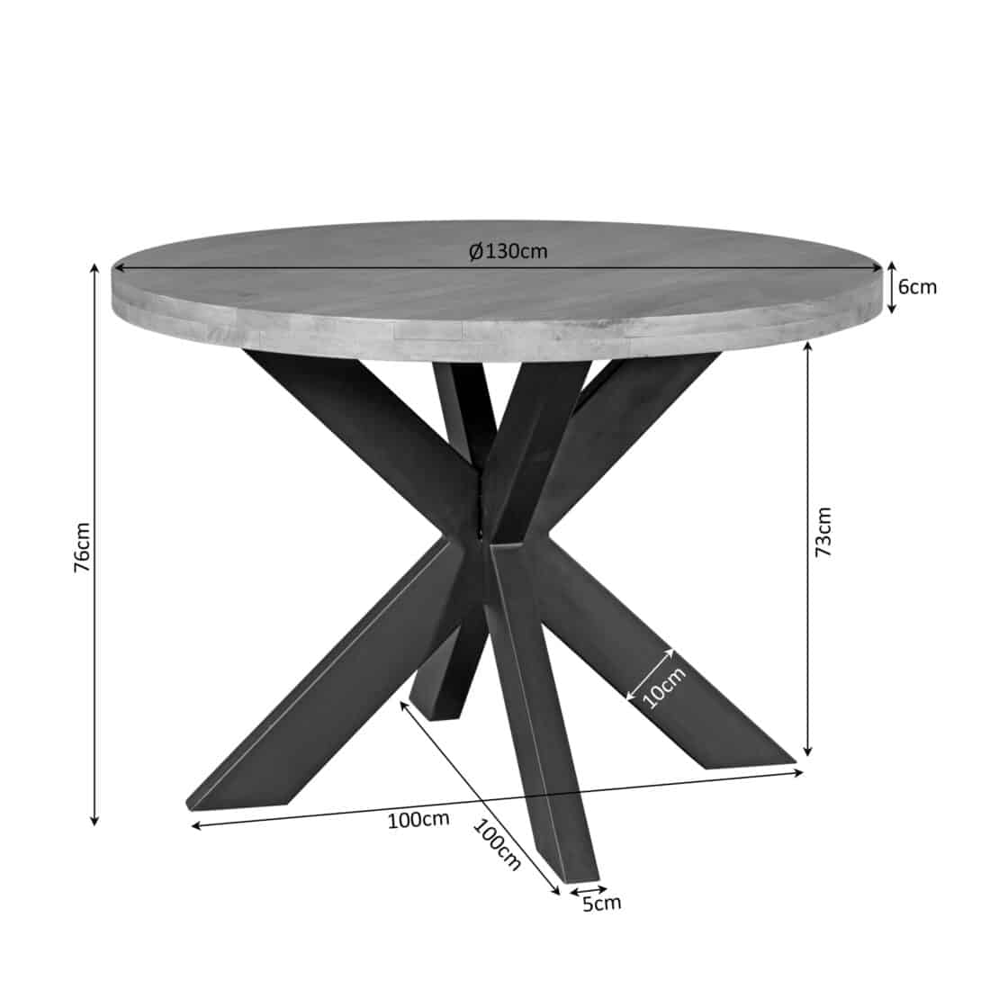 Starfurn Ronde Eettafel Dakota Naturel Mangohout 130 Cm