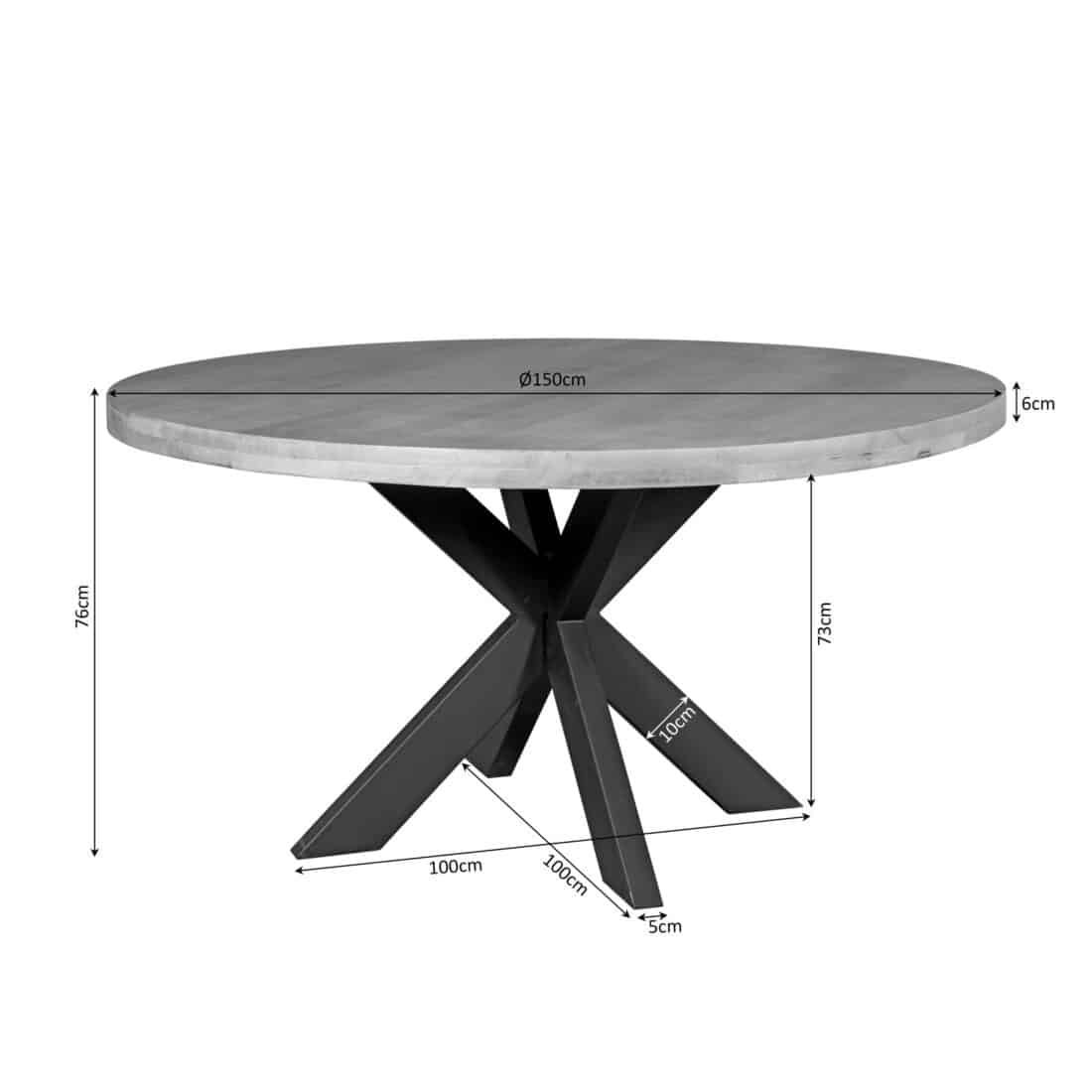 Starfurn Ronde Eettafel Dakota Naturel Mangohout 150 Cm