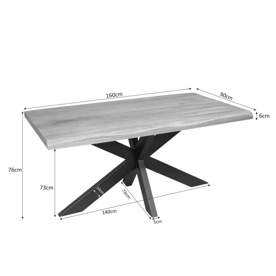 Starfurn Boomstamtafel Dakota Naturel Mangohout 160 Cm