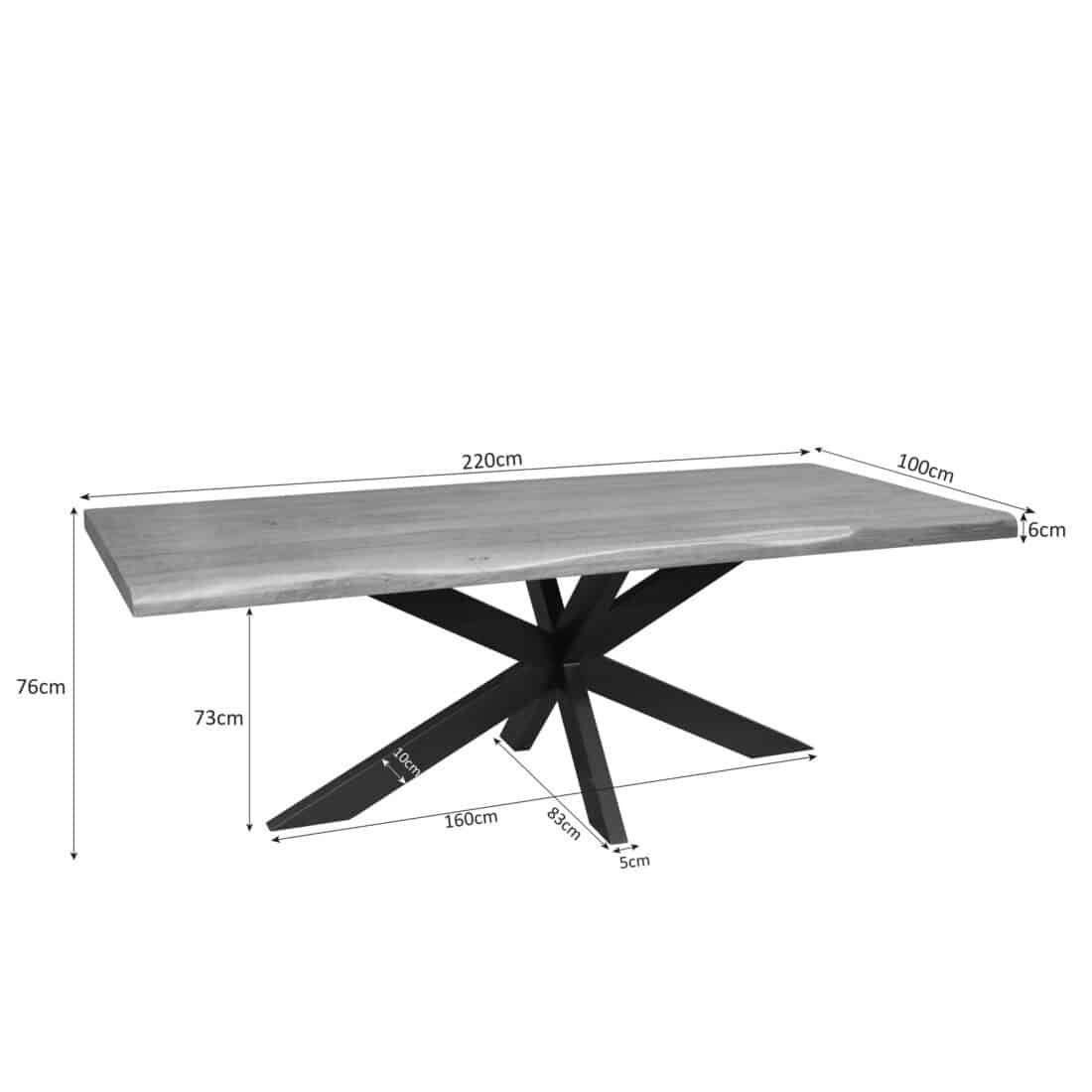 Starfurn Boomstamtafel Dakota Naturel Mangohout 220 Cm