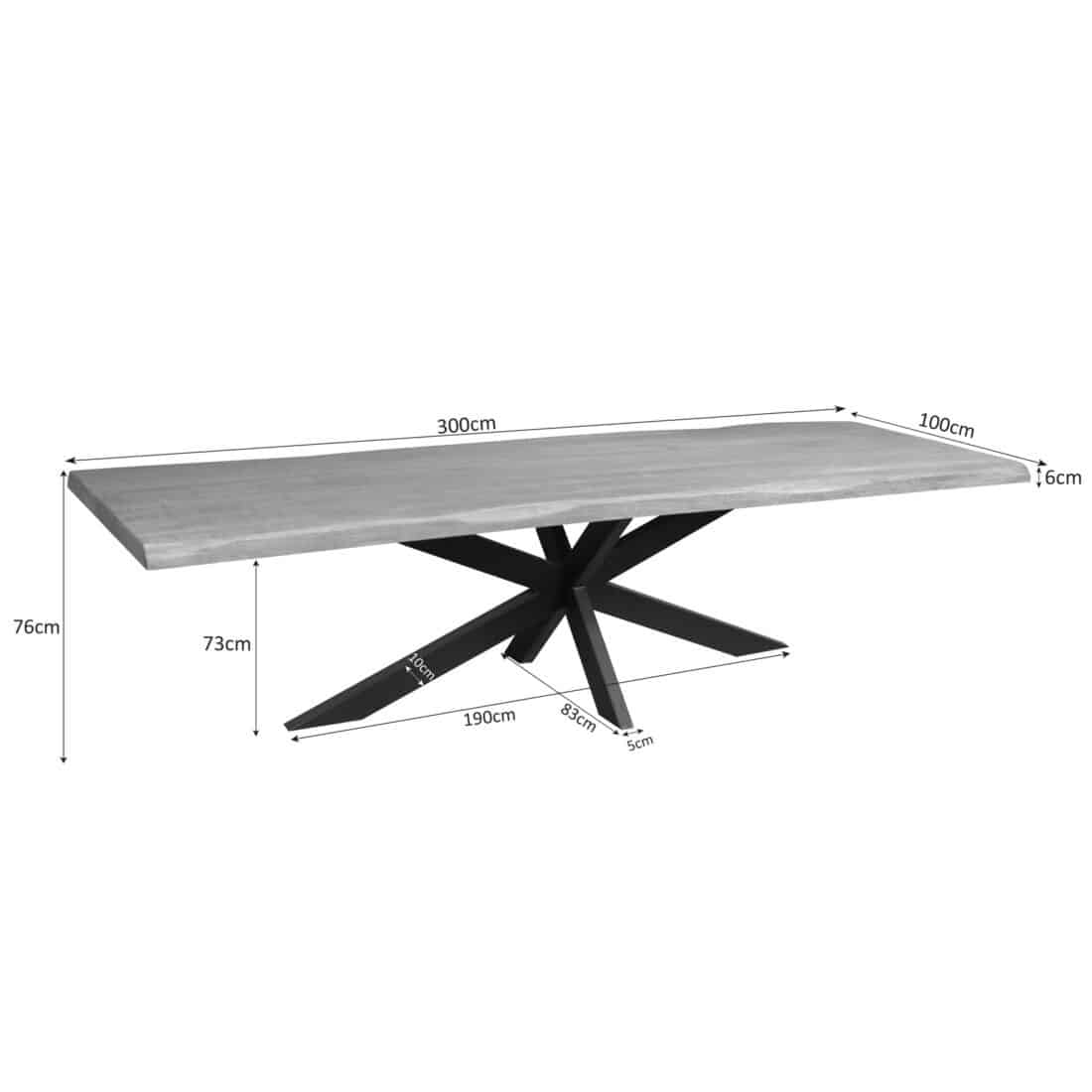 Starfurn Boomstamtafel Dakota Naturel Mangohout 300 Cm