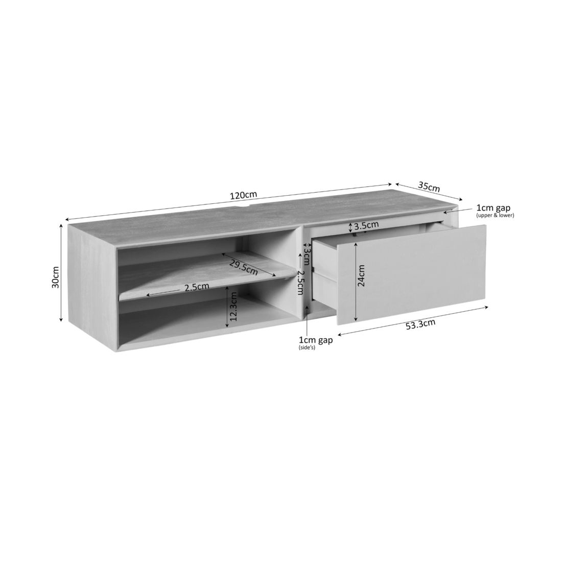 Starfurn Zwevend Tv Meubel Ambiance Bruin Mangohout 120 Cm