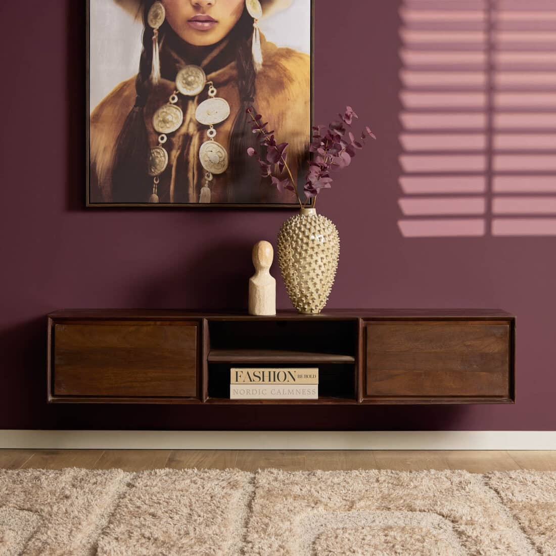 Starfurn Zwevend tv meubel Ambiance Bruin Mangohout 160 cm