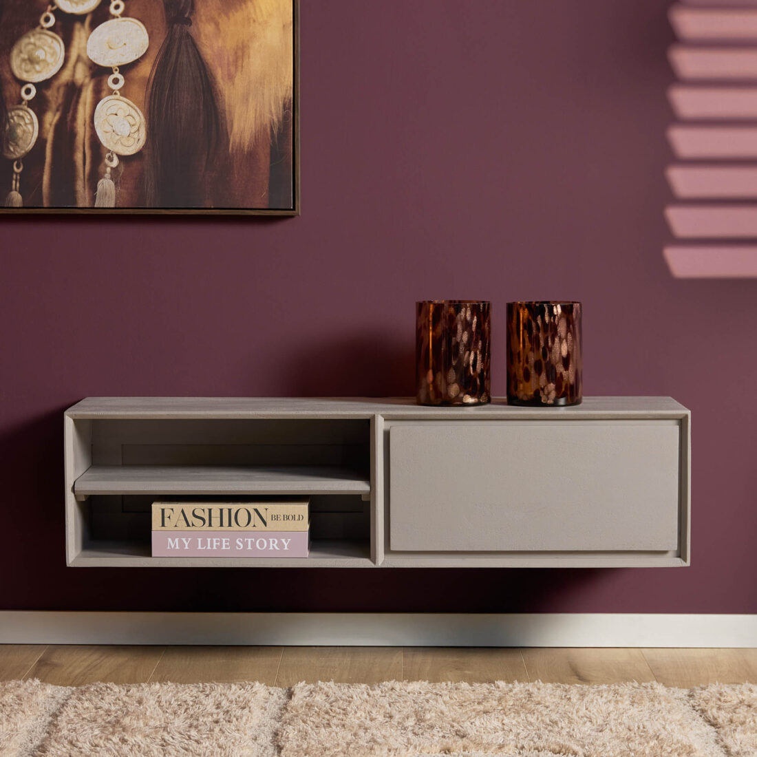 Starfurn Zwevend tv meubel Ambiance Taupe Mangohout 120 cm