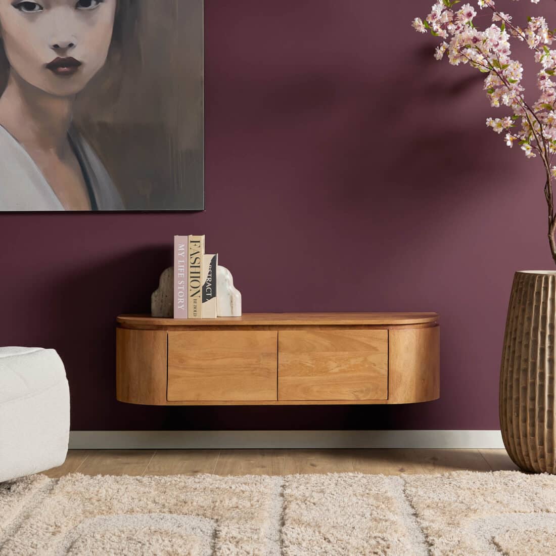 Starfurn tv meubel Excellent naturel 120x35x30 cm mangohout Starfurn tv meubel Excellent naturel 120x35x30 cm mangohout