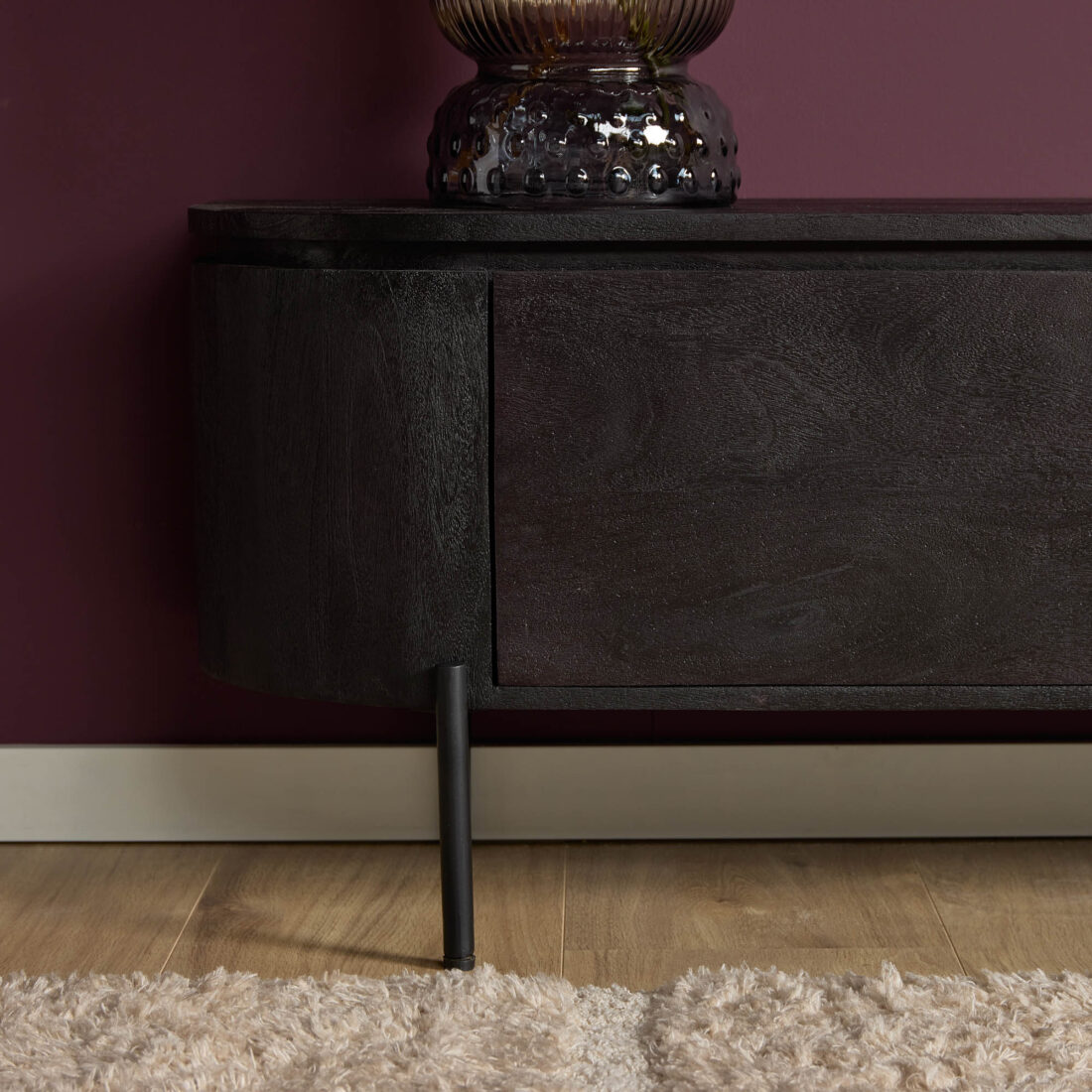 Starfurn Tv Meubel Excellent Zwart 200x35x30 Cm Mangohout