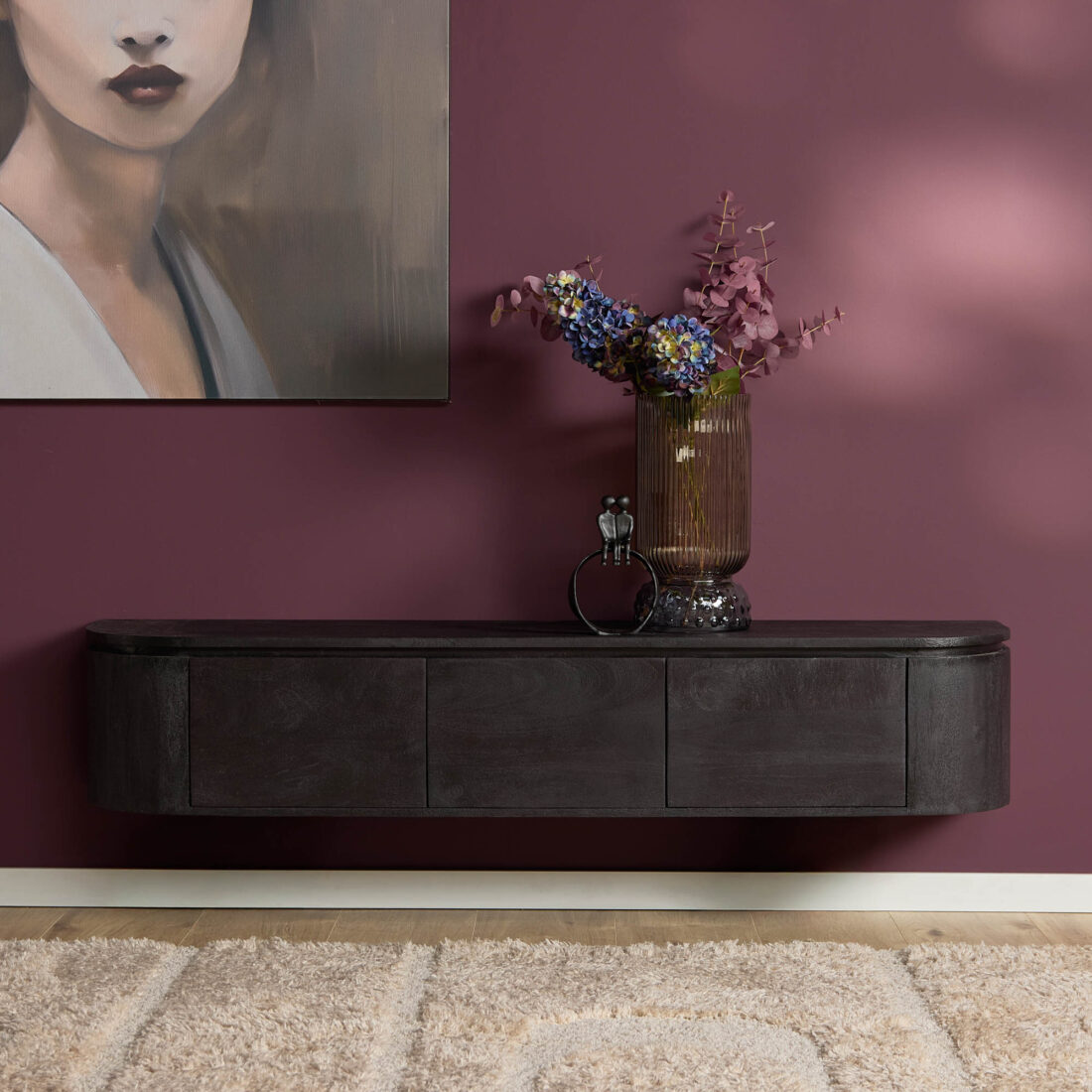 Starfurn tv meubel Excellent zwart 160x35x30 cm mangohout Starfurn tv meubel Excellent zwart 160x35x30 cm mangohout