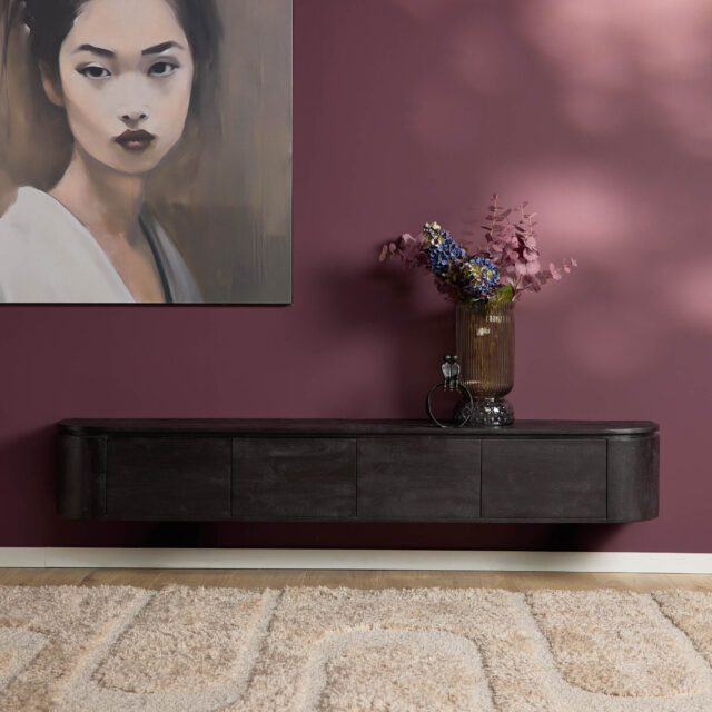 Starfurn tv meubel Excellent zwart 200x35x30 cm mangohout