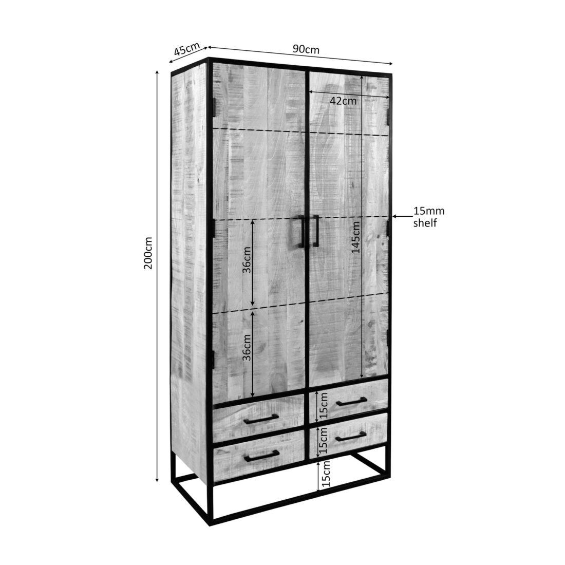 Starfurn Kabinet Dakota Naturel Mangohout 90 Cm