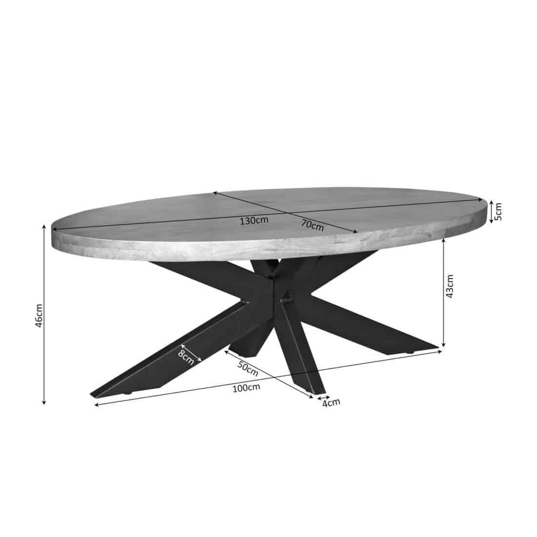 Starfurn Ovale Salontafel Dakota Naturel Mangohout 130 Cm