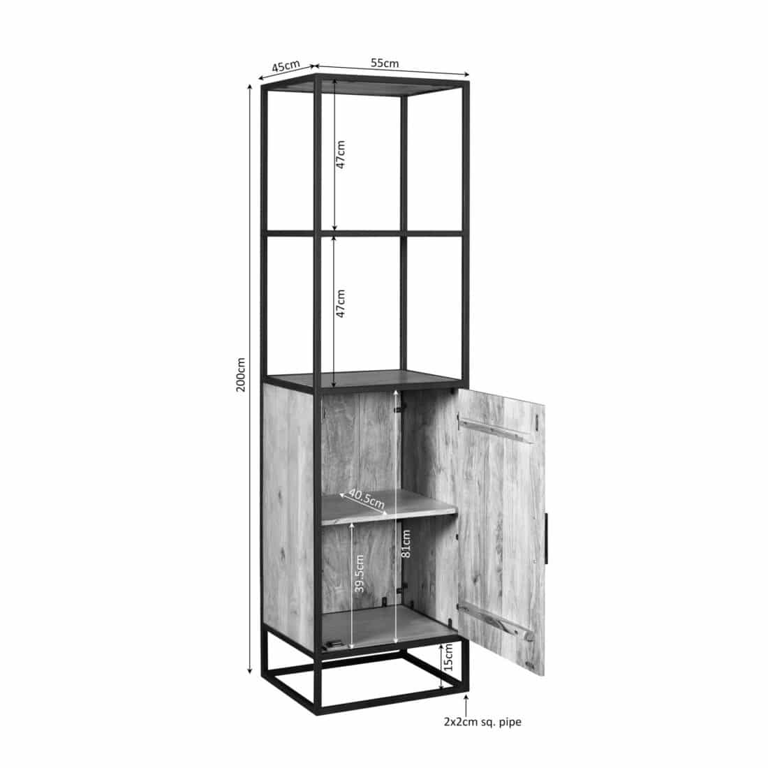 Starfurn Boekenkast Dakota Met Deur Naturel Mangohout 55 Cm