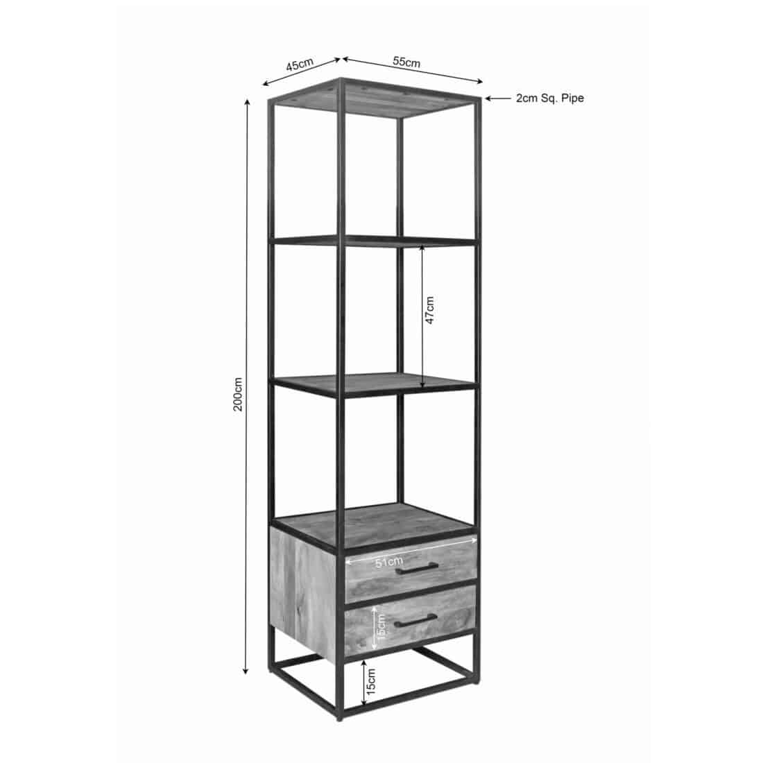 Starfurn Boekenkast Dakota Met Lades Naturel Mangohout 55 Cm