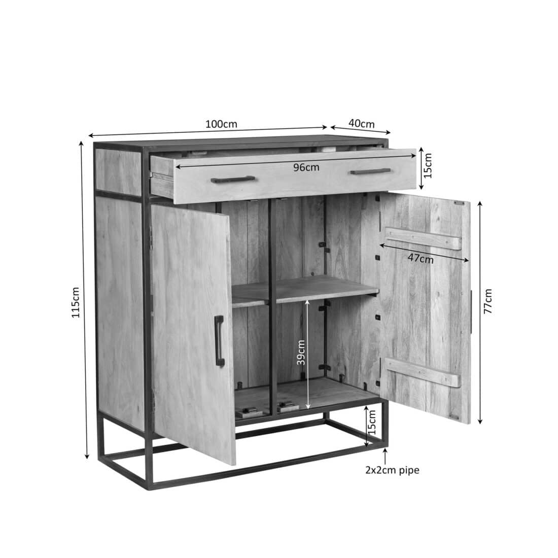 Starfurn Kabinet Dakota Naturel Mangohout 100 Cm