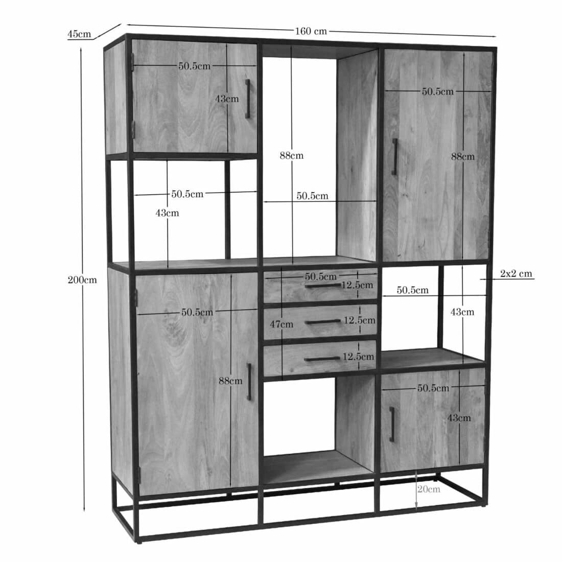 Starfurn Vakkenkast Dakota Supreme Xxl Naturel Mangohout 160 Cm