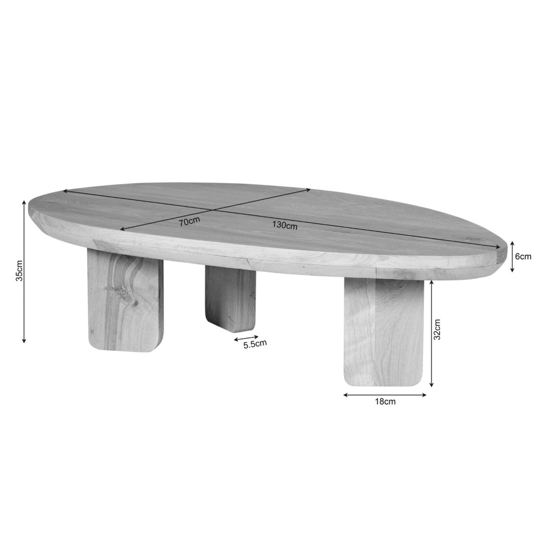 Starfurn Salontafel Zillah Bruin Eikenhout 130 Cm