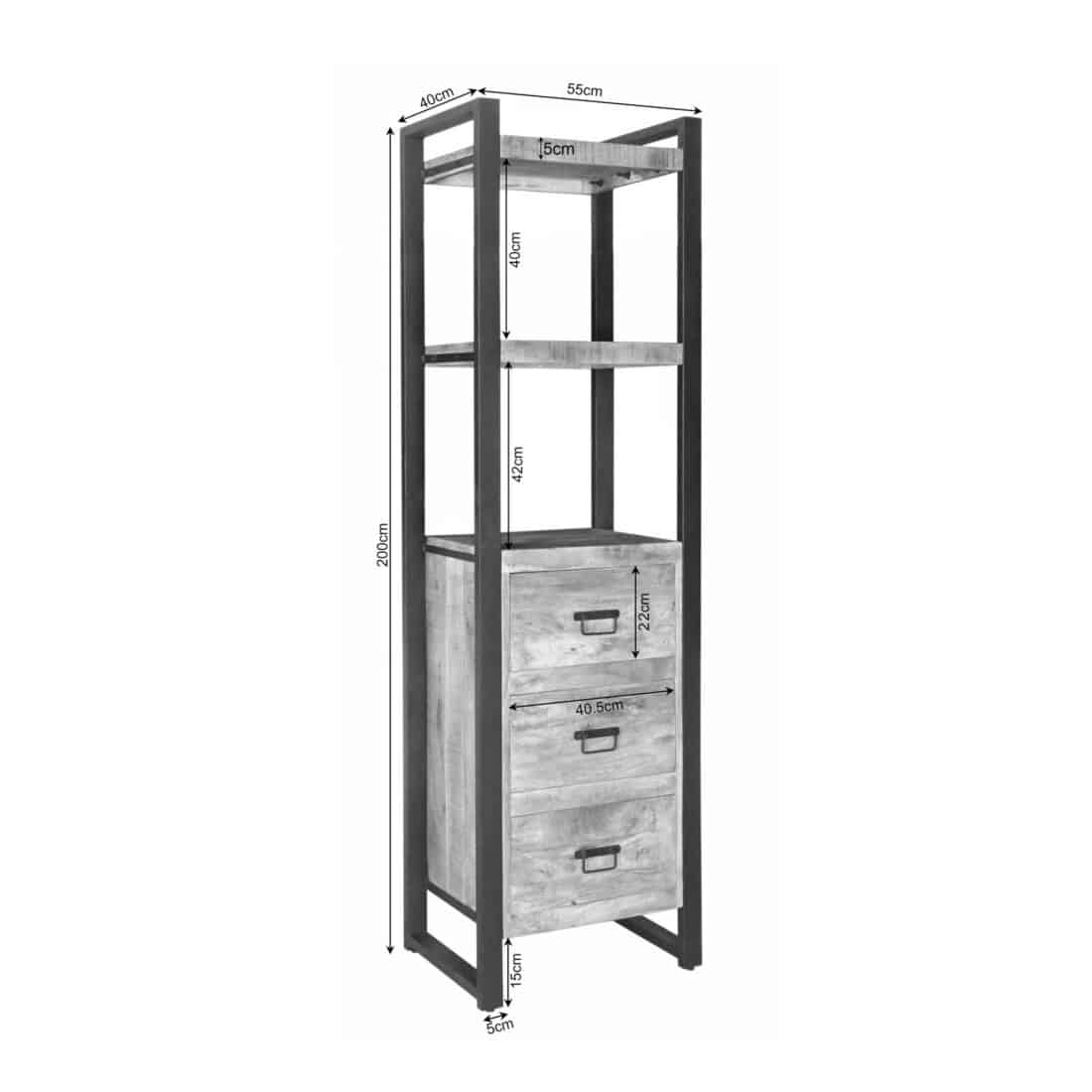 Starfurn Boekenkast Britt Met Lades Naturel Mangohout 55 Cm