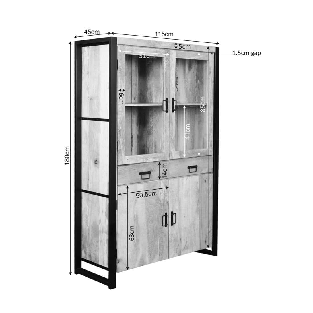 Starfurn Vitrinekast Britt Naturel Mangohout 115 Cm