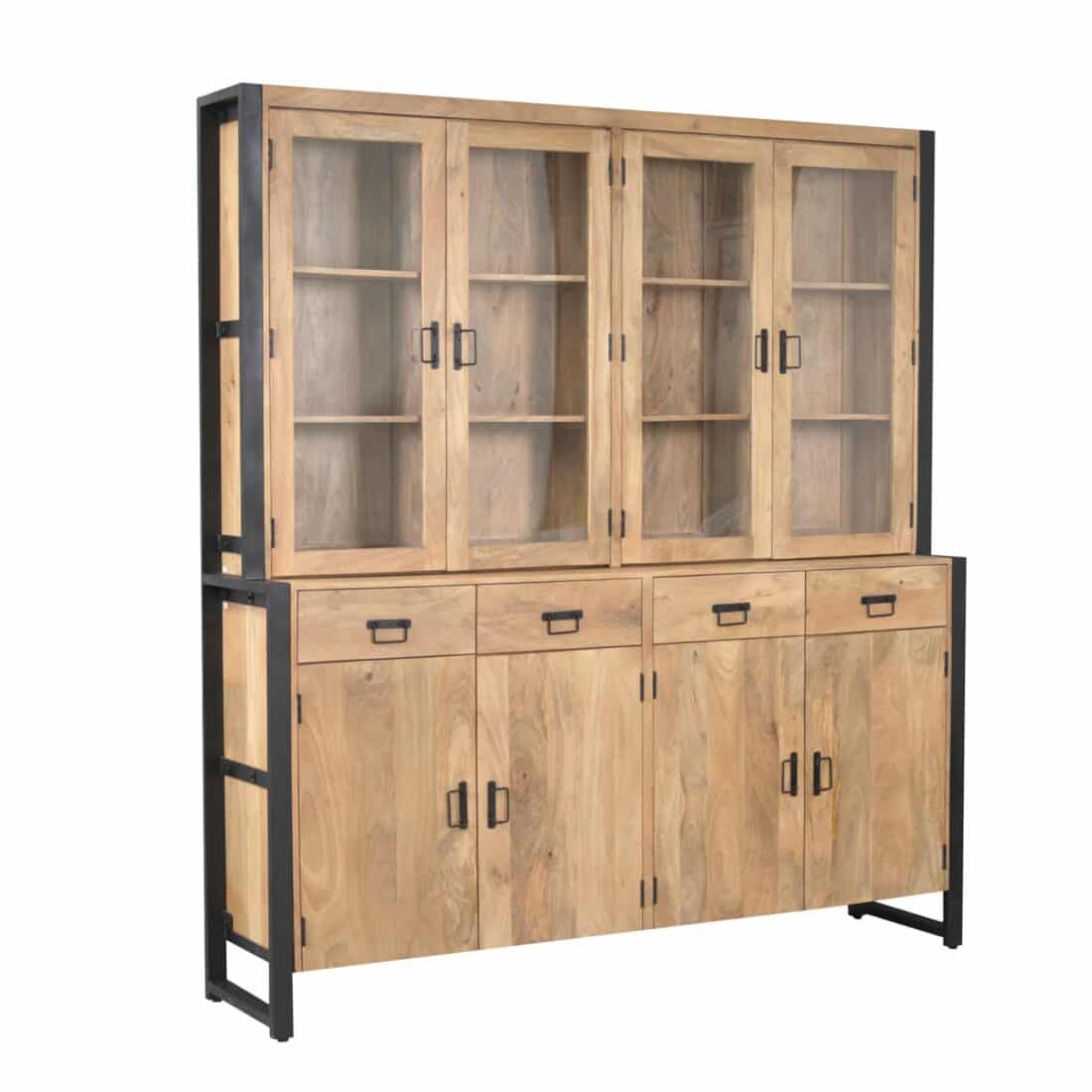 Starfurn Vitrinekast Britt Xxl Naturel Mangohout 200 Cm