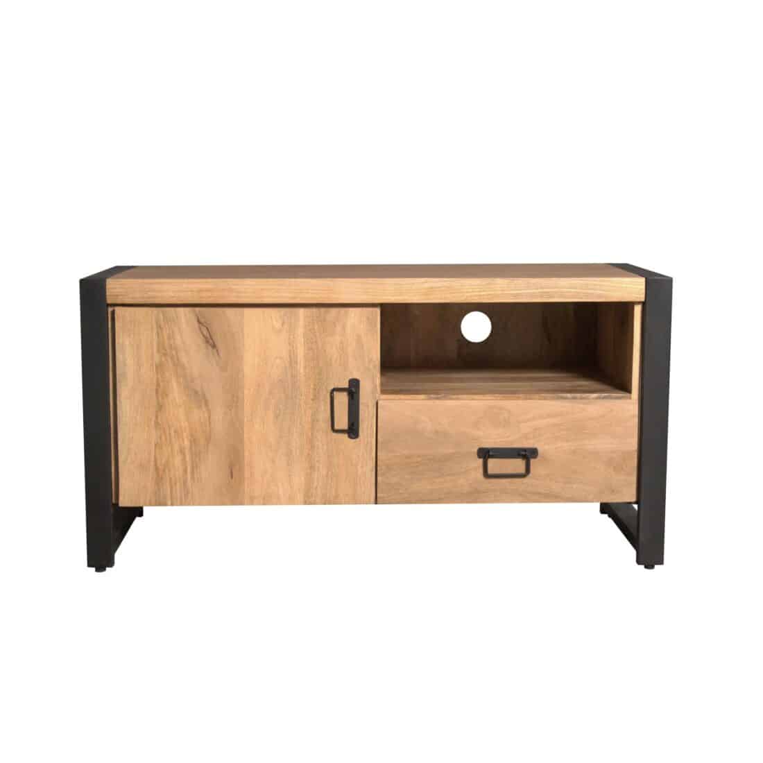 Starfurn Tv Meubel Britt Met Deur En Open Vak Naturel Mangohout 110 Cm
