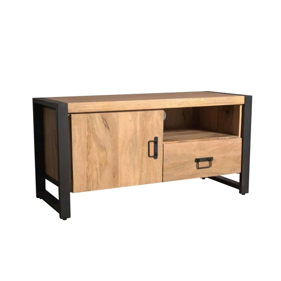 Starfurn Tv Meubel Britt Met Deur En Open Vak Naturel Mangohout 110 Cm