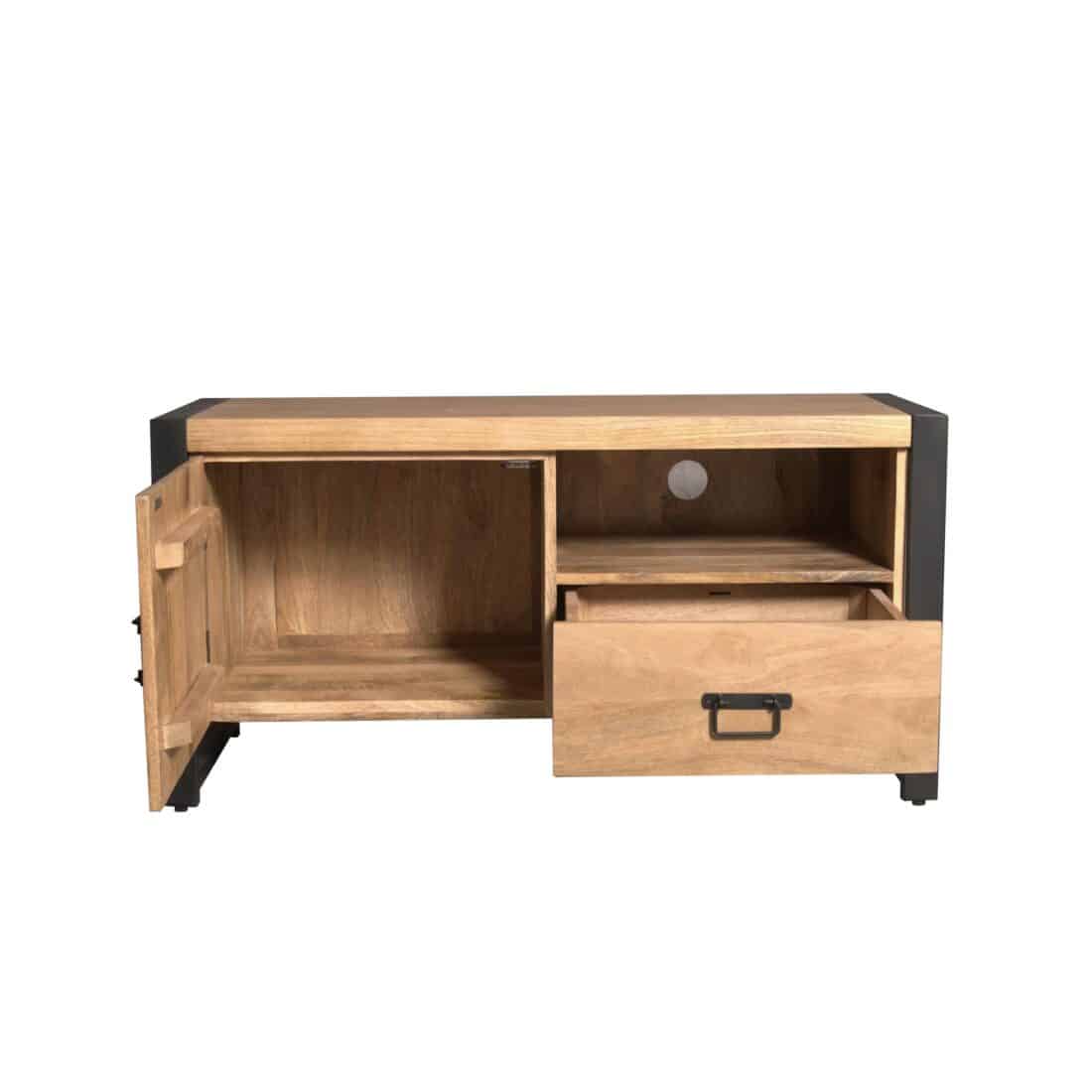 Starfurn Tv Meubel Britt Met Deur En Open Vak Naturel Mangohout 110 Cm