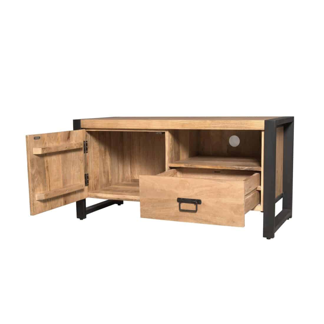Starfurn Tv Meubel Britt Met Deur En Open Vak Naturel Mangohout 110 Cm