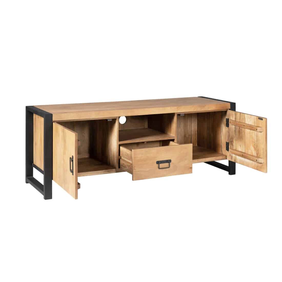 Starfurn Tv Meubel Britt Met Deuren En Lade Naturel Mangohout 150 Cm