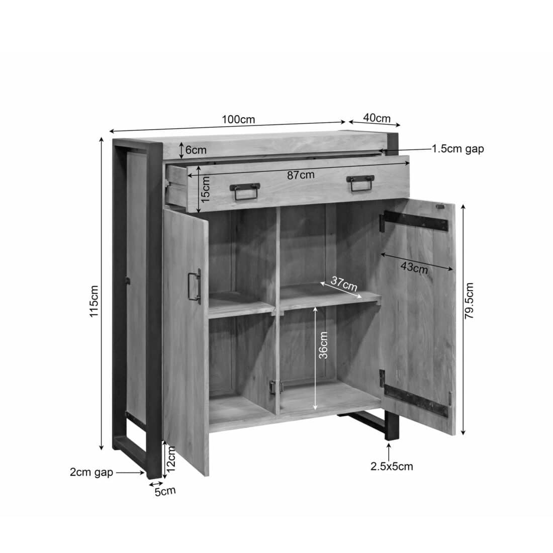 Starfurn Kabinet Kast Britt Naturel Mangohout 100 Cm