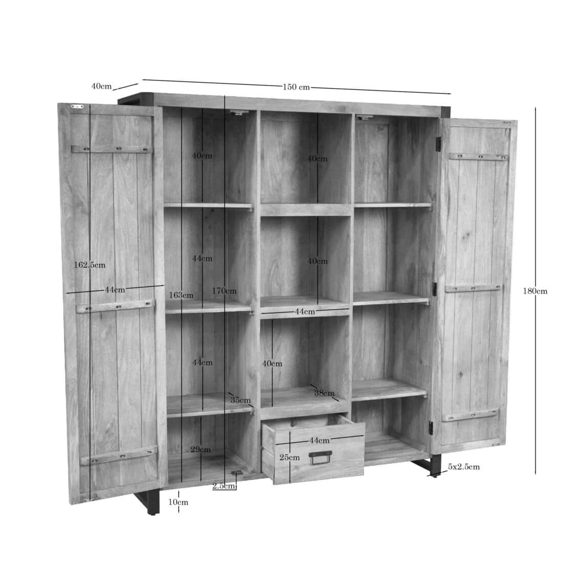 Starfurn Boekenkast Britt Naturel Mangohout 150 Cm