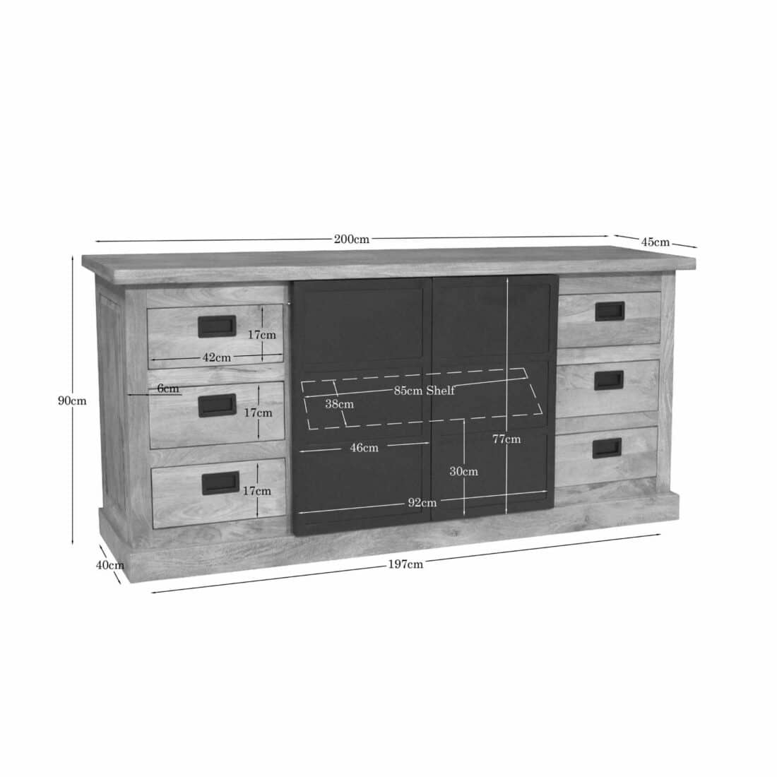 Starfurn Dressoir Noa Naturel Mangohout 200 Cm