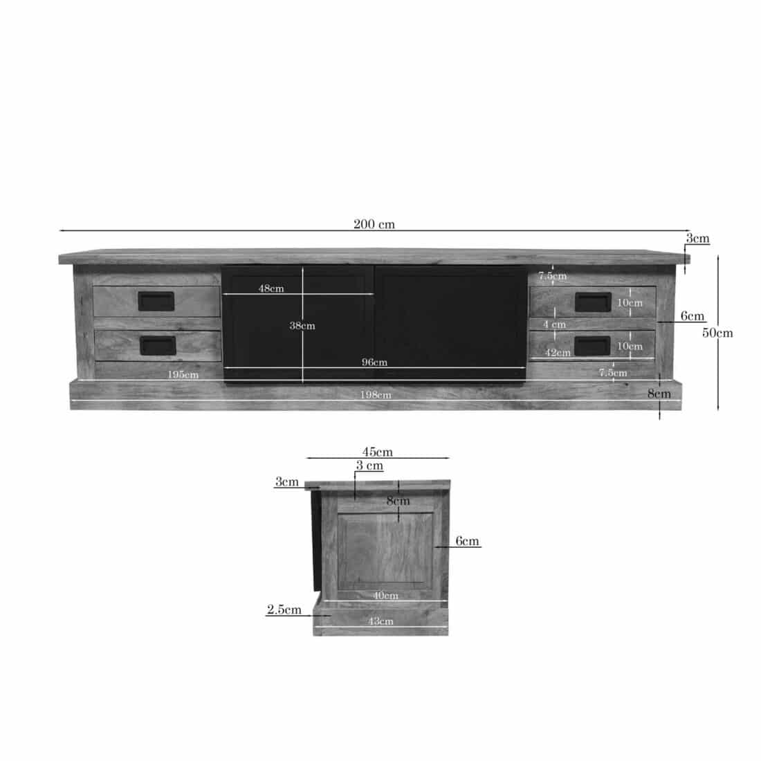 Starfurn Tv Meubel Noa Naturel Mangohout 200 Cm