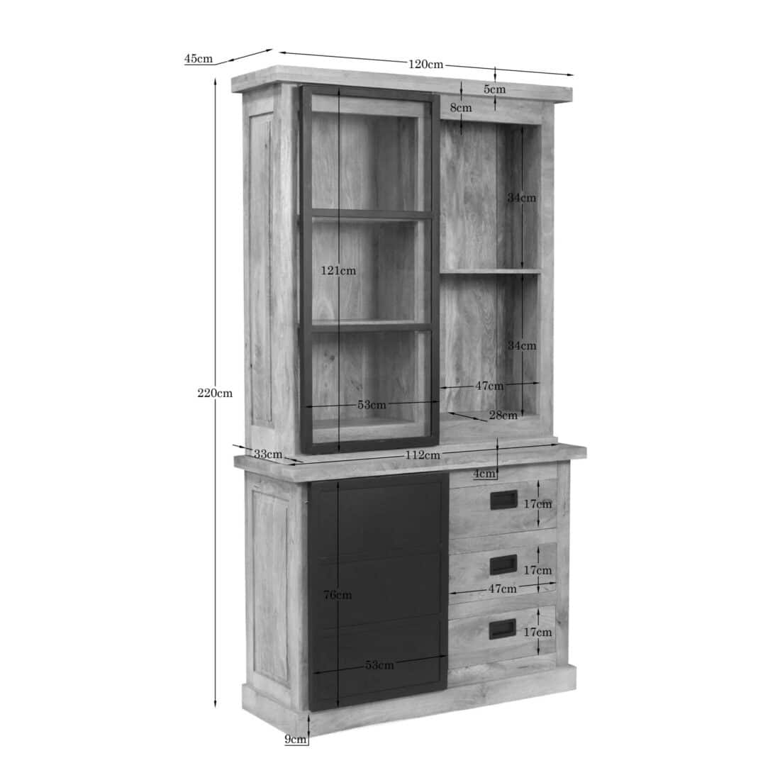 Starfurn Vitrinekast Noa Naturel Mangohout 120 Cm