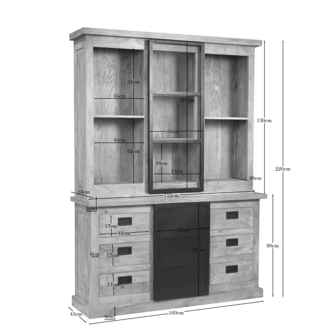 Starfurn Vitrinekast Noa Naturel Mangohout 160 Cm