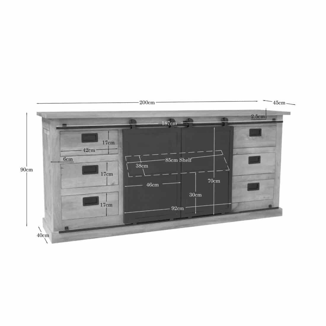 Starfurn Dressoir Fresno Naturel Mangohout 200 Cm