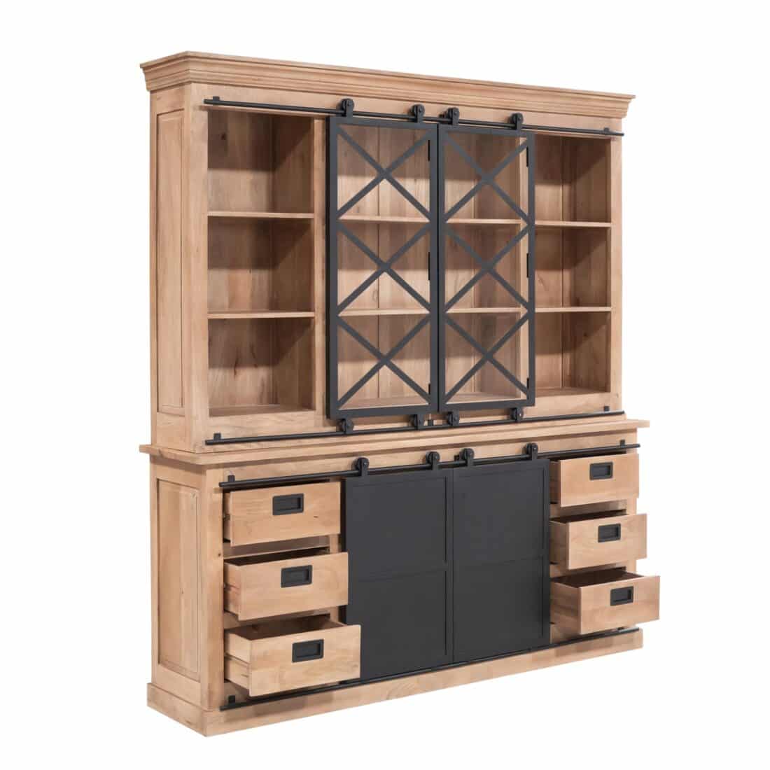 Starfurn Vitrinekast Fresno Naturel Mangohout 200 Cm