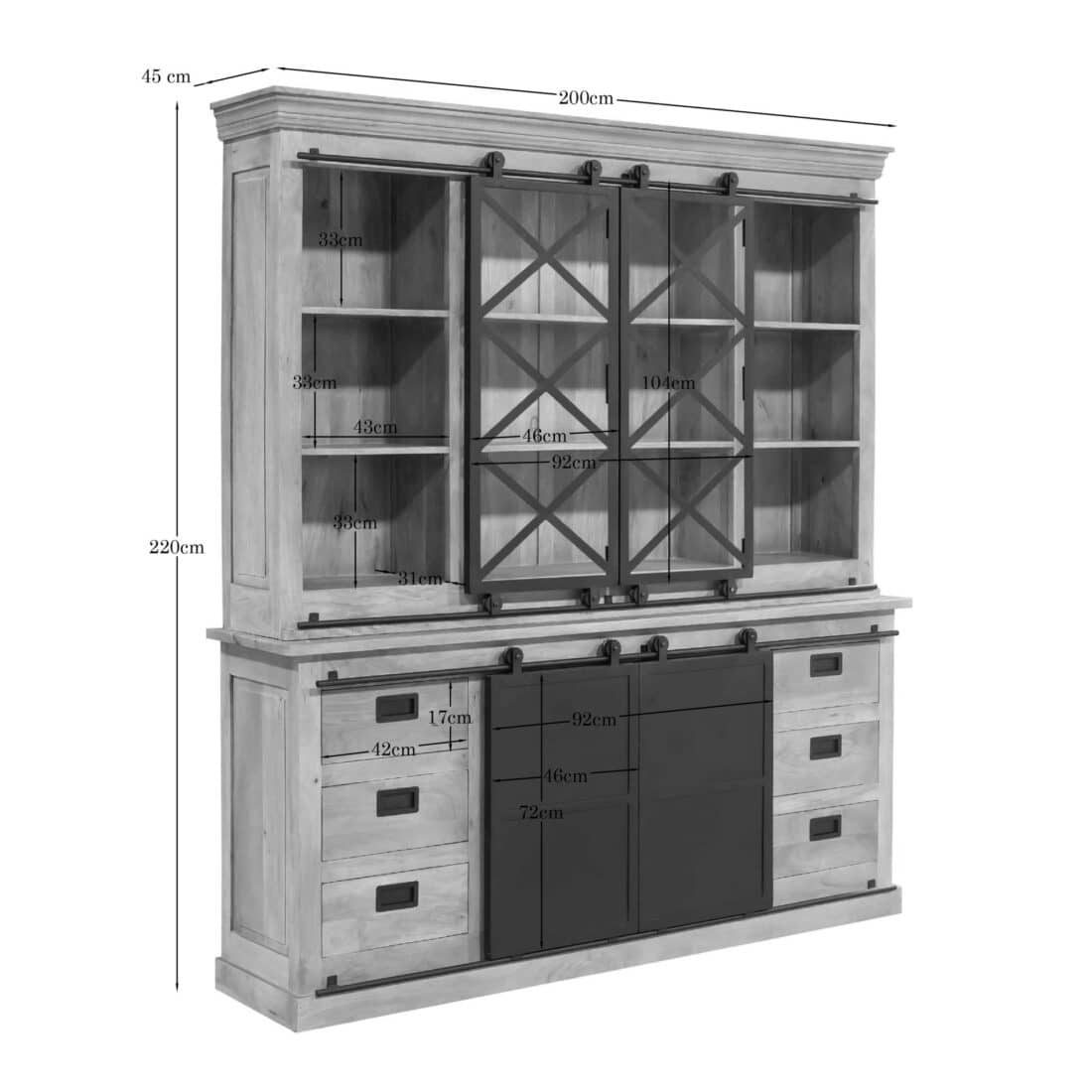 Starfurn Vitrinekast Fresno Naturel Mangohout 200 Cm